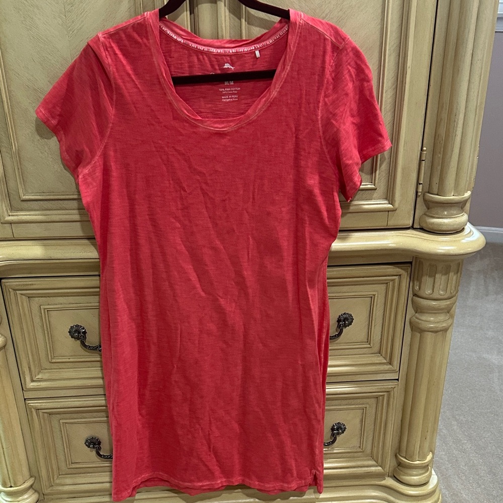 Tommy Bahama Coral Short Sleeve Tee Shirt Dress M